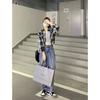 Women's New Style Spliced POLO Collar Button Plaid Fashionable Loose Versatile Casual Long Sleeve Shirt