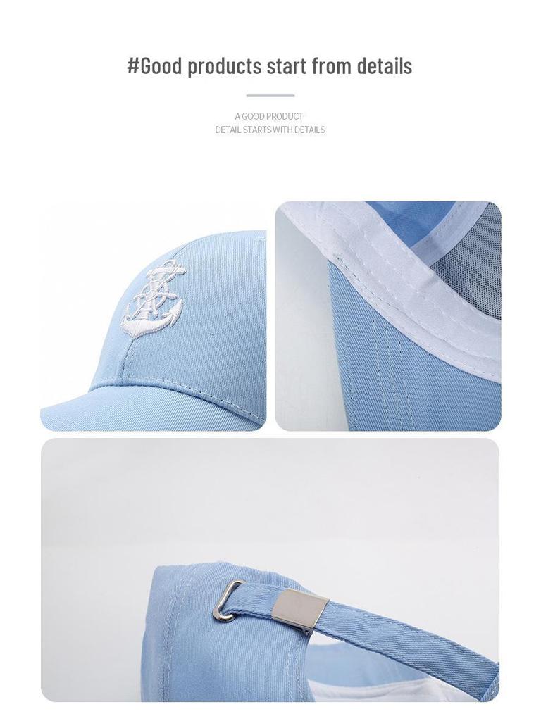 Unisex Spring/Summer Sun Hat with 3D Anchor Embroidery - Trendy, Versatile Sports Cap for Couples and Students.