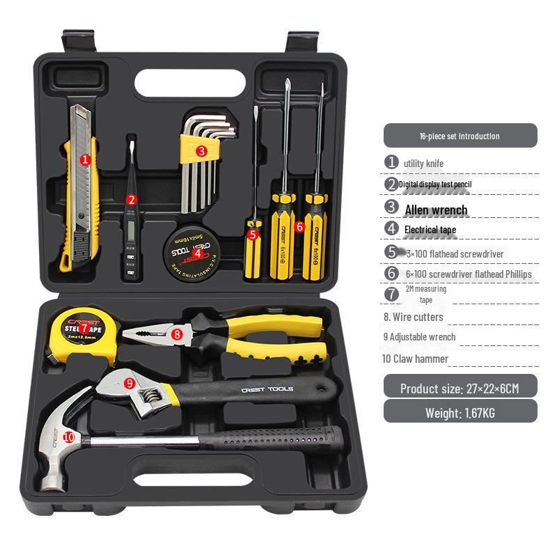 Zestaw narzędzi Rede Home: Rodzinny Zestaw Naprawczy ze Śrubokrętami, Młotkiem, Kluczami i Elementami Złącznymi.