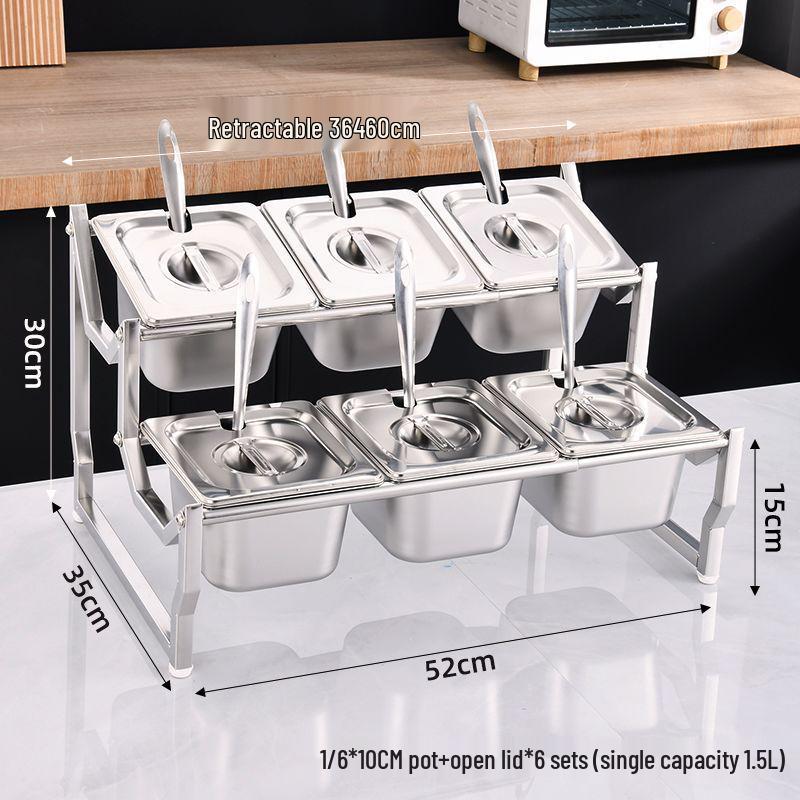 Commercial Stainless Steel Multi-Compartment Condiment Tray Set for Milk Tea Shop