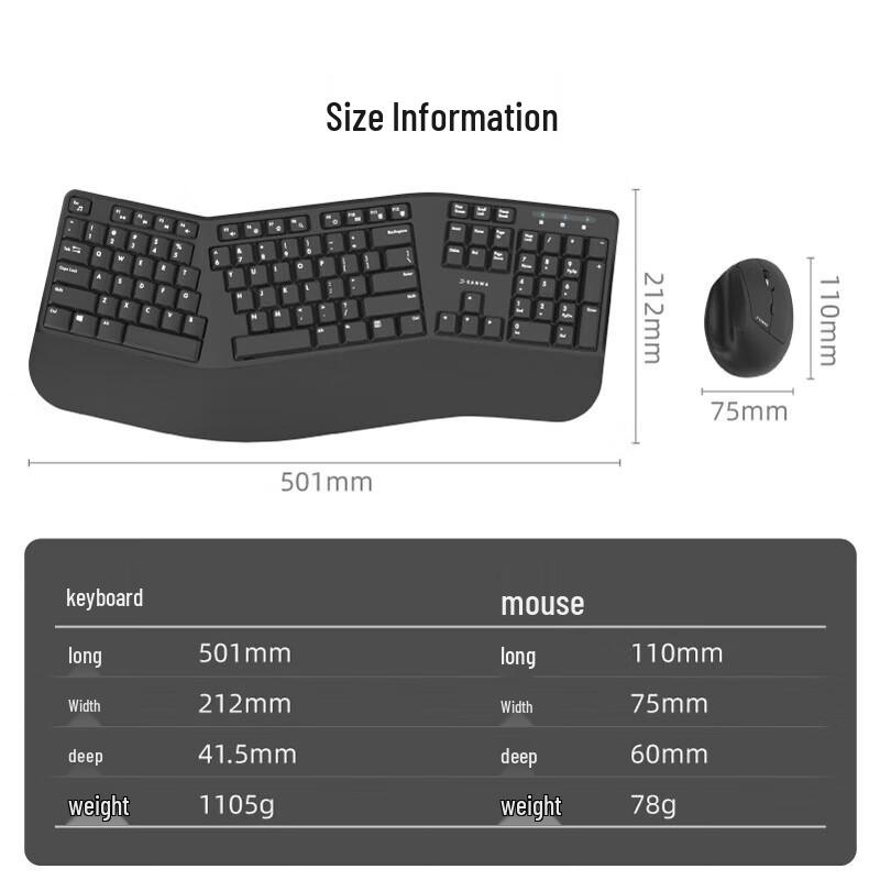 SANWA Ergonomic Wireless Keyboard and Vertical Mouse Set