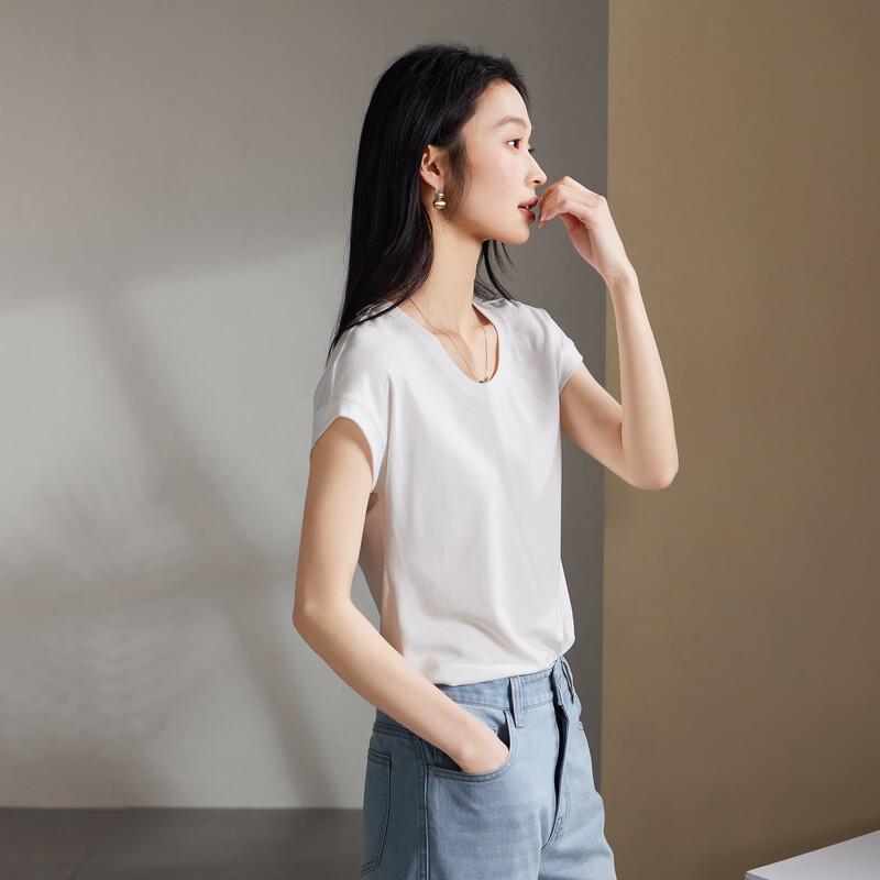 SOFSIL Women s Relaxed Fit U-Neck Short Sleeve T-Shirt M