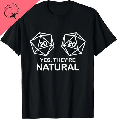 Natural 20 Dice Breast D20 Graphic Tee Breathable Cotton Round Neck TShirt for Unisex Trip