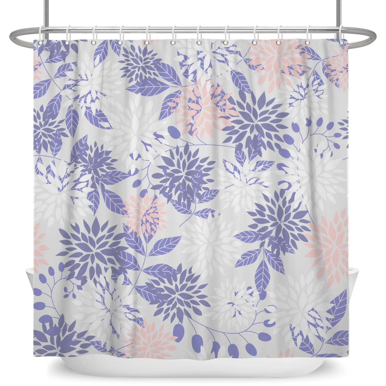 

Purple Flowers Shower Curtain Spring Beautiful Floral Bathroom Shower Curtains Modern Bathroom Accessories With Hooks Home Decor W60H190(CM)-1 Pcs