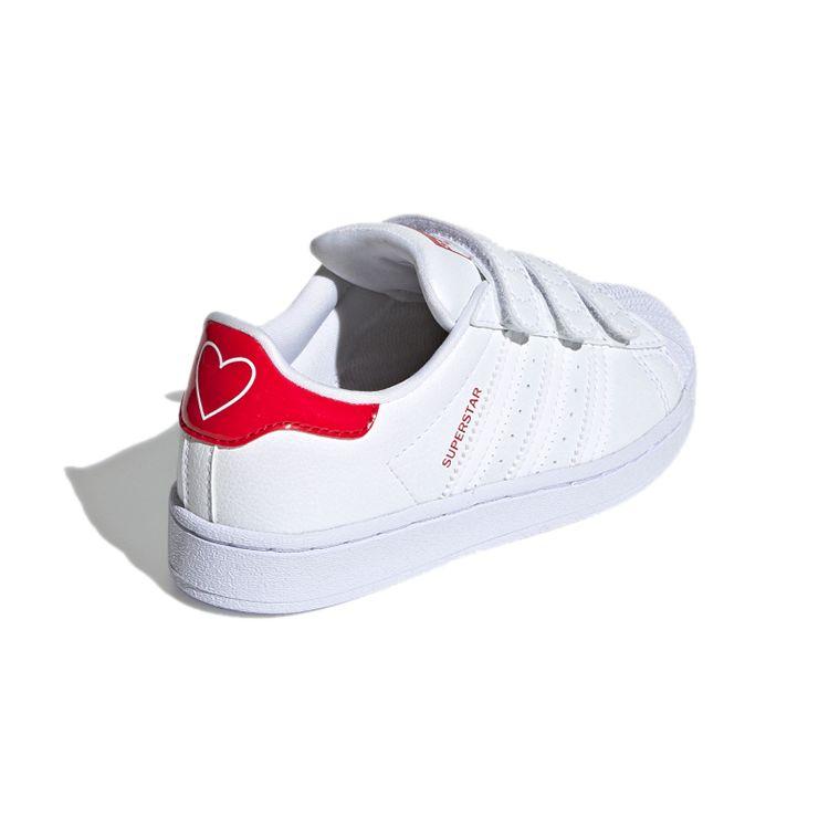 Adidas Originals Superstar Cf C Lace-Up Breathable Low-Top Kids Skate Shoes Kids Sneakers White Red FX7170