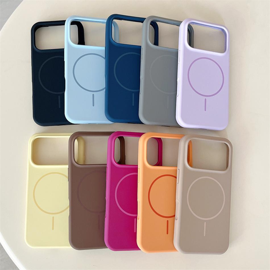 Luxury Skin Feel Magnetic Phone Case For iPhone 17Air 16 ProMax 15 14Plus 13 12 11 Wireless Charging Liquid Silicone Shockproof Cover Fundas