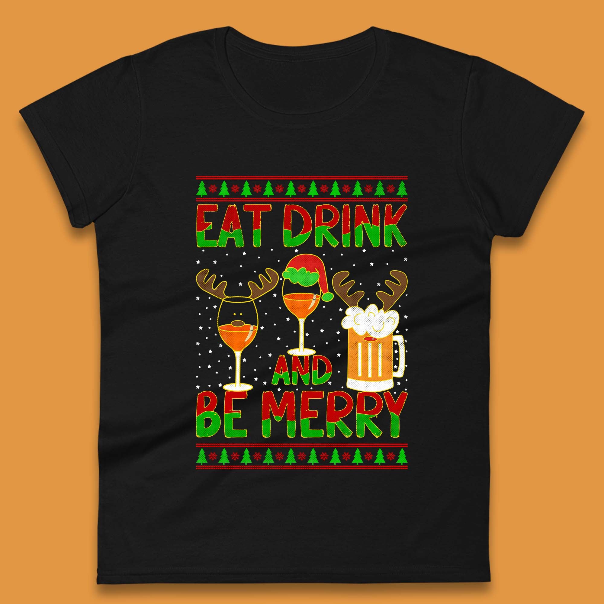 

Christmas Drinking Womens T-Shirt Mens Tops Tees Unisex 4XL