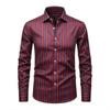 Men's Long Sleeved Shirt, Simple Men's Vertical Stripe Printed Long Sleeved Shirt, Vertical Line Lapel Shirt, European and Ameri