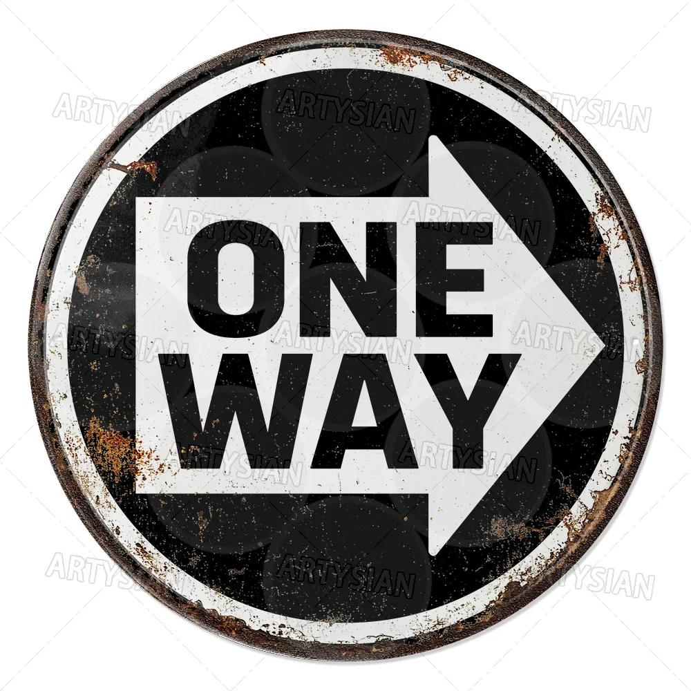 Vintage Retro Traffic Signs Collection HD Print Metal Tin Sign Featuring Unique Circular Warning Prohibition Plates (No C