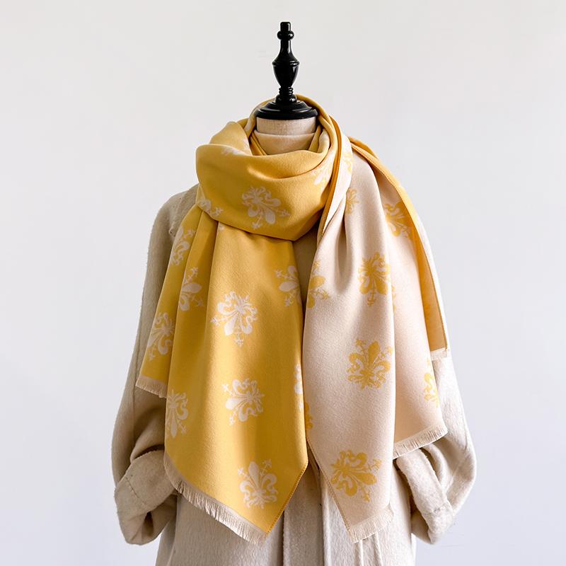 Elegant Paisley Pattern Scarf Imitation Cashmere Soft Warm Versatile Shawl Coldproof Windproof Blanket Scarf for Autumn Winter