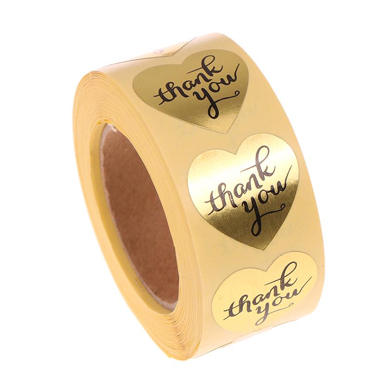 

500 Наклеек Спасибо Мини Сделай Сам Крафт Золотые Наклейки в Форме Сердца Свадебный Сувенир