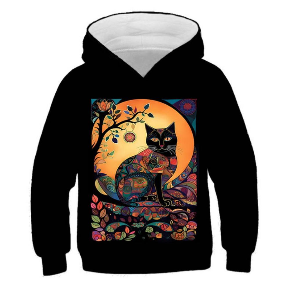 Kinderkleidung Mädchen Hoodies Langarm Niedlicher 3D Katzenaufdruck Kinder Frühling Herbst Kleidung Lässig Kawaii Outdoor Jungen Mädchen Kleidung Oberteile