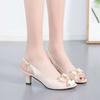 Fish mouth sandals women's thick heel 2025 spring and summer new one-word buckle high heels Korean version versatile medium heel shallow mouth women's