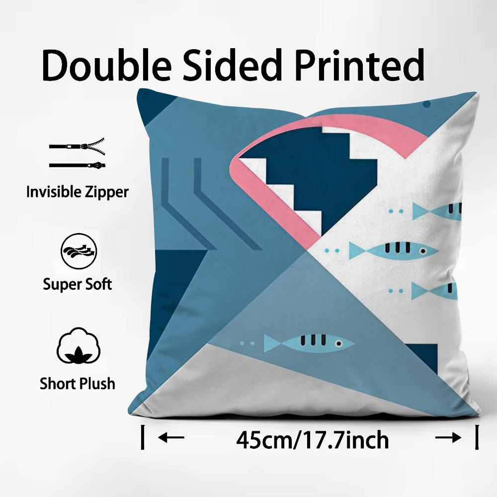 Simple Animal Anime Art Cushion Cover Plush Fabric Soft DoubleSided Printed Sofa Warm Winter Home Child Gift Pillow Case