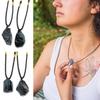 Natural Stone Necklace Black Pendant Clavicle Chain Adjustable Length Tourmaline Stone Pendant Clavicle Chain Party Gift