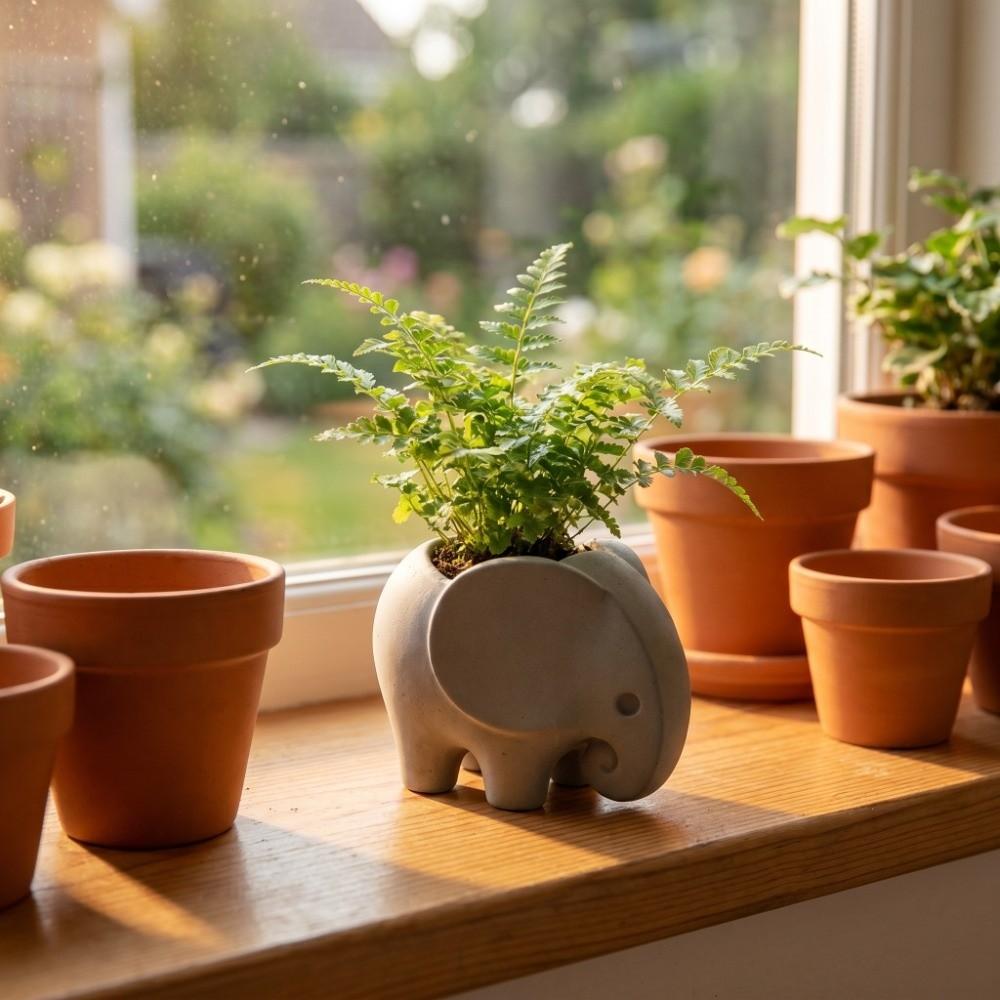 Animal Design 3D Printed Elephant Flowerpot Small Cactus Plant Holder Living Room TV Cabinets