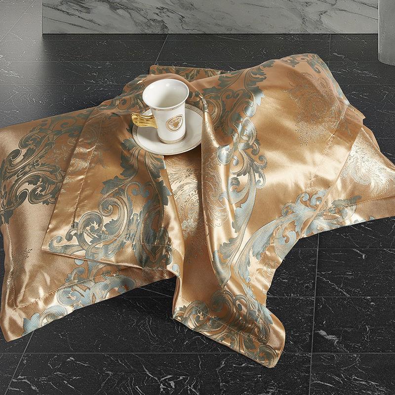 European Satin Jacquard Pillowcase - Soft, High-End Tribute Cover for Adults, 48×74cm