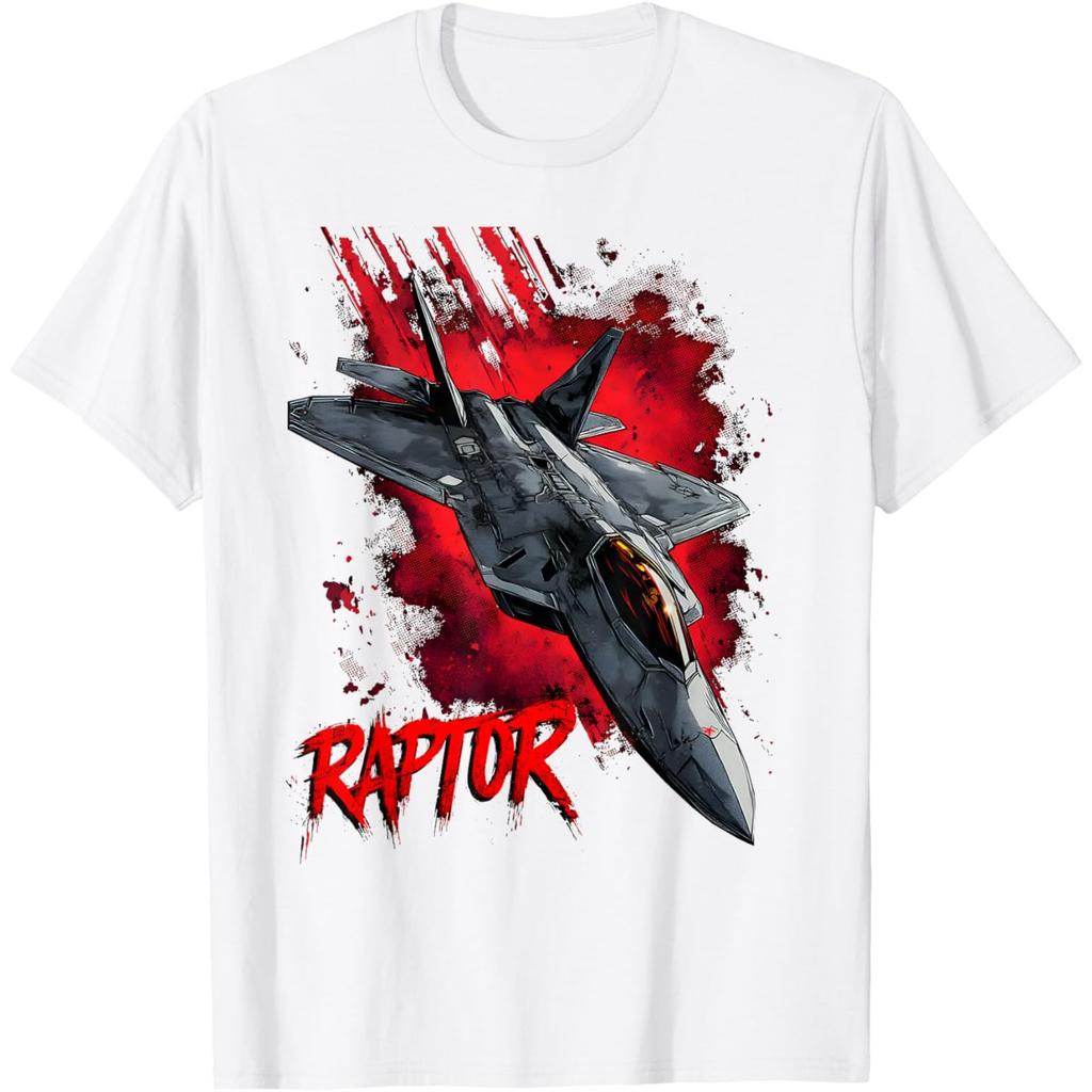 Fighter Jet Raptor Graphic T-Shirt Men S Casual Round Neck Cotton Short Sleeve