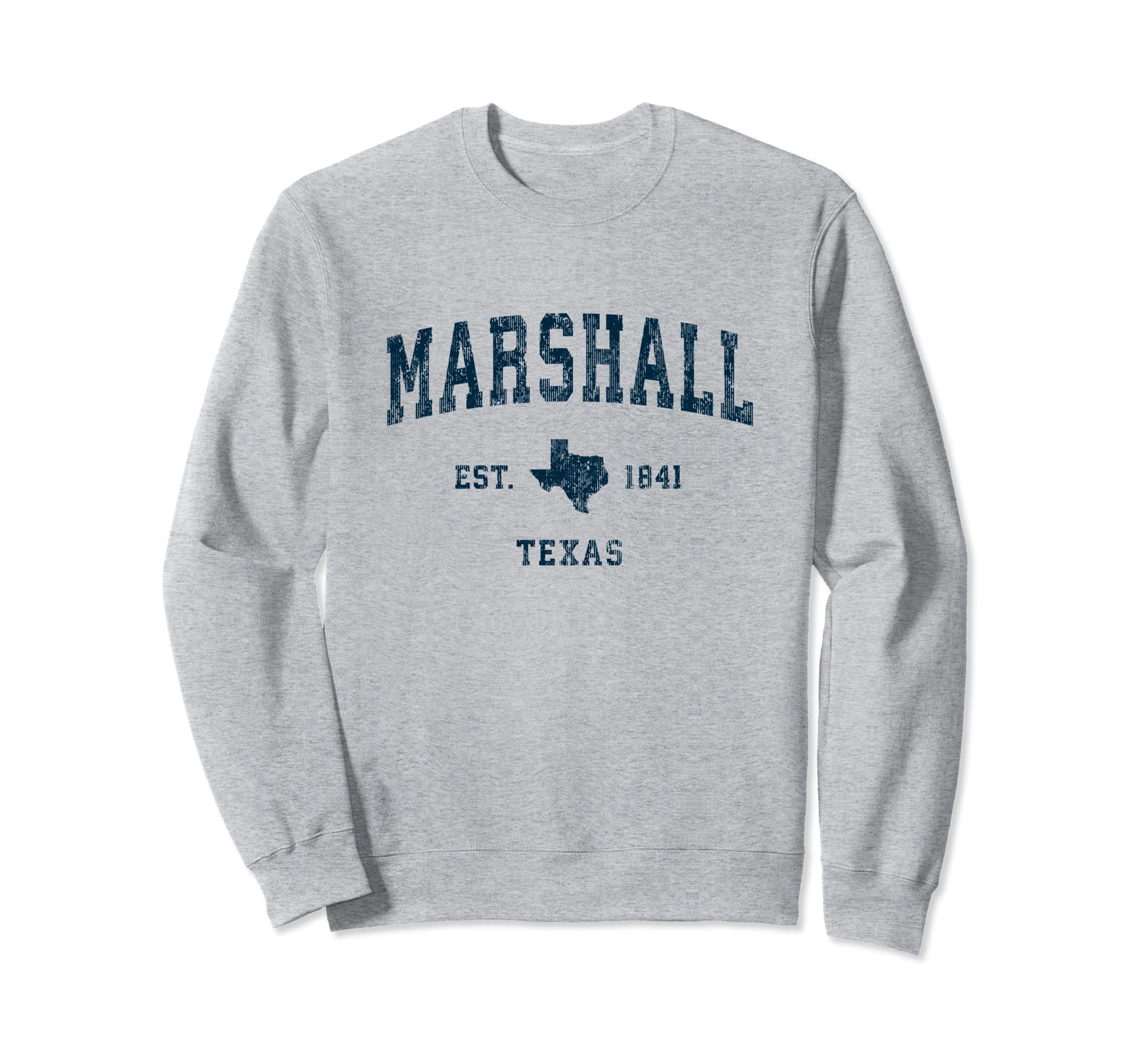

Marshall Texas TX Vintage Sport Design Navy Print Sweatshirt