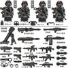 Bausteine, Spezialeinheiten, Humanoide, Polizei, Soldaten, Militärfiguren, Waffen, Mörser und Zusammenbau-Jungen-Spielzeug.
