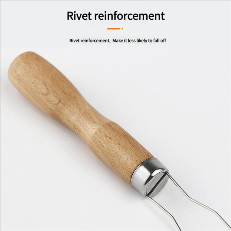 Stainless Steel Button Hook with Wooden Handle Buttons Aid Button Assist Device for Shirts Dresses Cardigans Collars