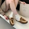 2024 Autumn/Winter Women's Fur-Lined Gold Lock Thick Heel Half Slippers