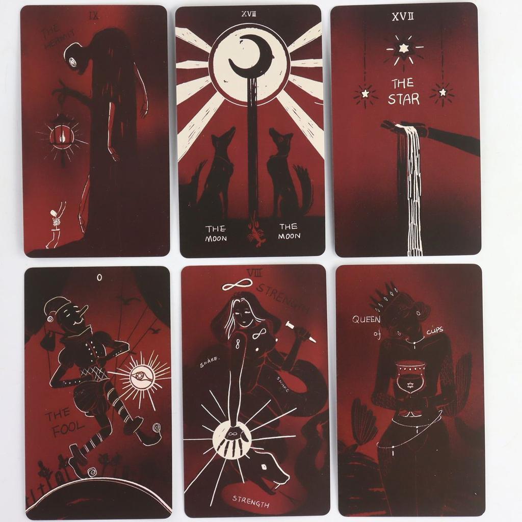 Dirty Red Tarot Deck 10,3*6cm 78 Stück Tarotkarten Kanalisiert Energie durch kühne Striche und auffällige Kontraste