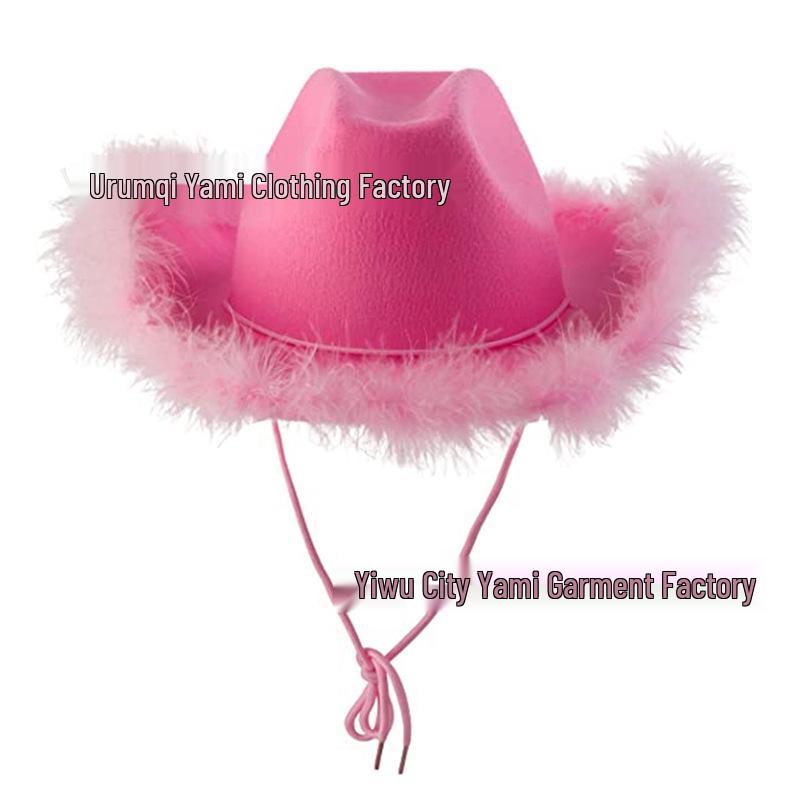 Pink Frayed Edge Denim Cowboy Hat for Birthday Girl One Size