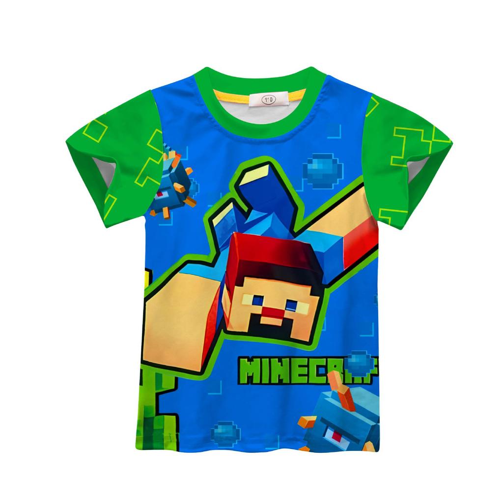 Short Sleeve, Minecraft-Minecraft Print Set, Children'S Short Sleeve Loungewear Set 92693