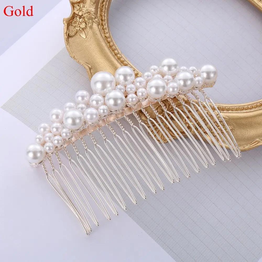 

1 PC Wedding Party Haircomb Jewelry Hair Ornaments Bride Barrette Pearl Hairpin Hairwear Bridal Headpiece золотой