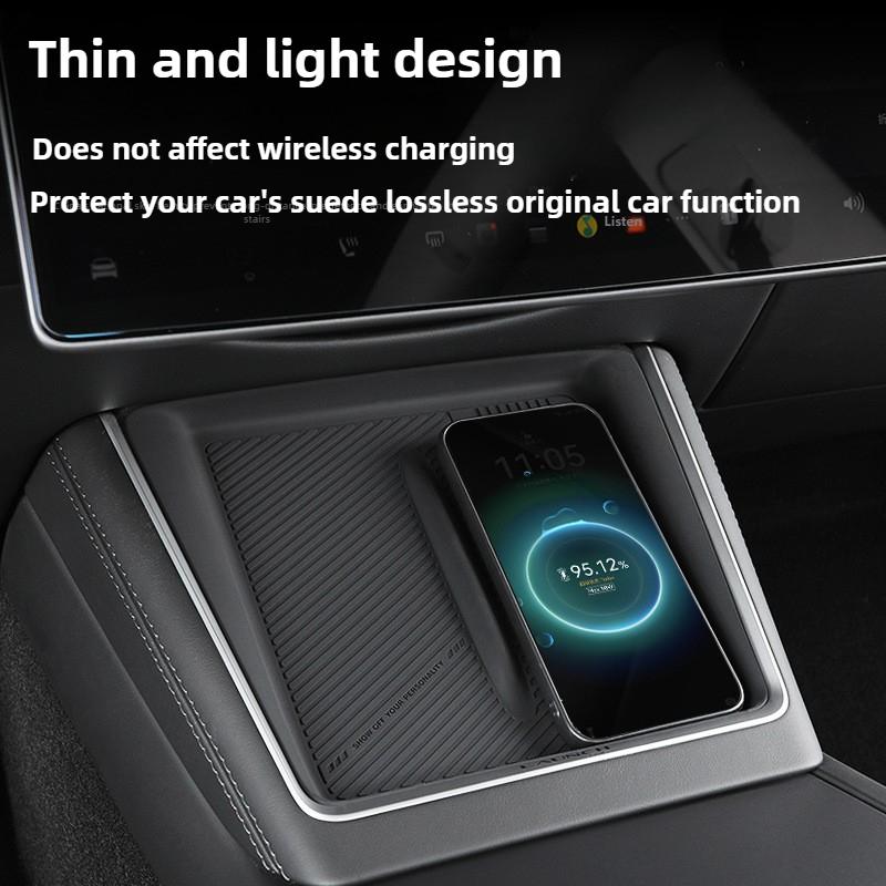 For Tesla Model Y Juniper 2026 2025 Wireless Charging Pad Mat Model 3 Highland 2024 Upgraded Anti-slip Protector Cushion Cover