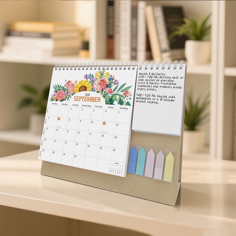 WTEMPO 2026 New English Desk Calendar for Schedule Recording and Planning Multi-functional Desk Calendar Office Desktop Calendar