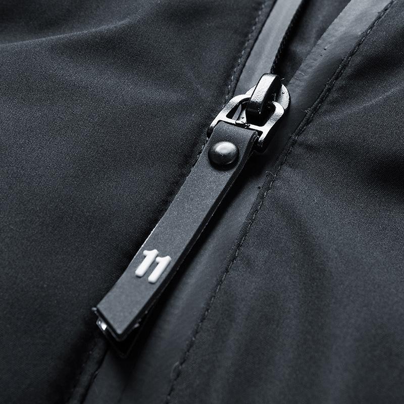 Pánský stojatý límec podzim a zima zesílený teplý ležérní kabát s kapucí bavlněné bundy