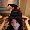 Pumpkin Halloween Hat Plush Devil Cap Portable Halloween Witch Wizard Hat  Children