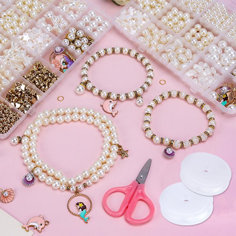 DIY Handmade Beading Kit: Pearl Bracelets and Necklace Accessories for Girls