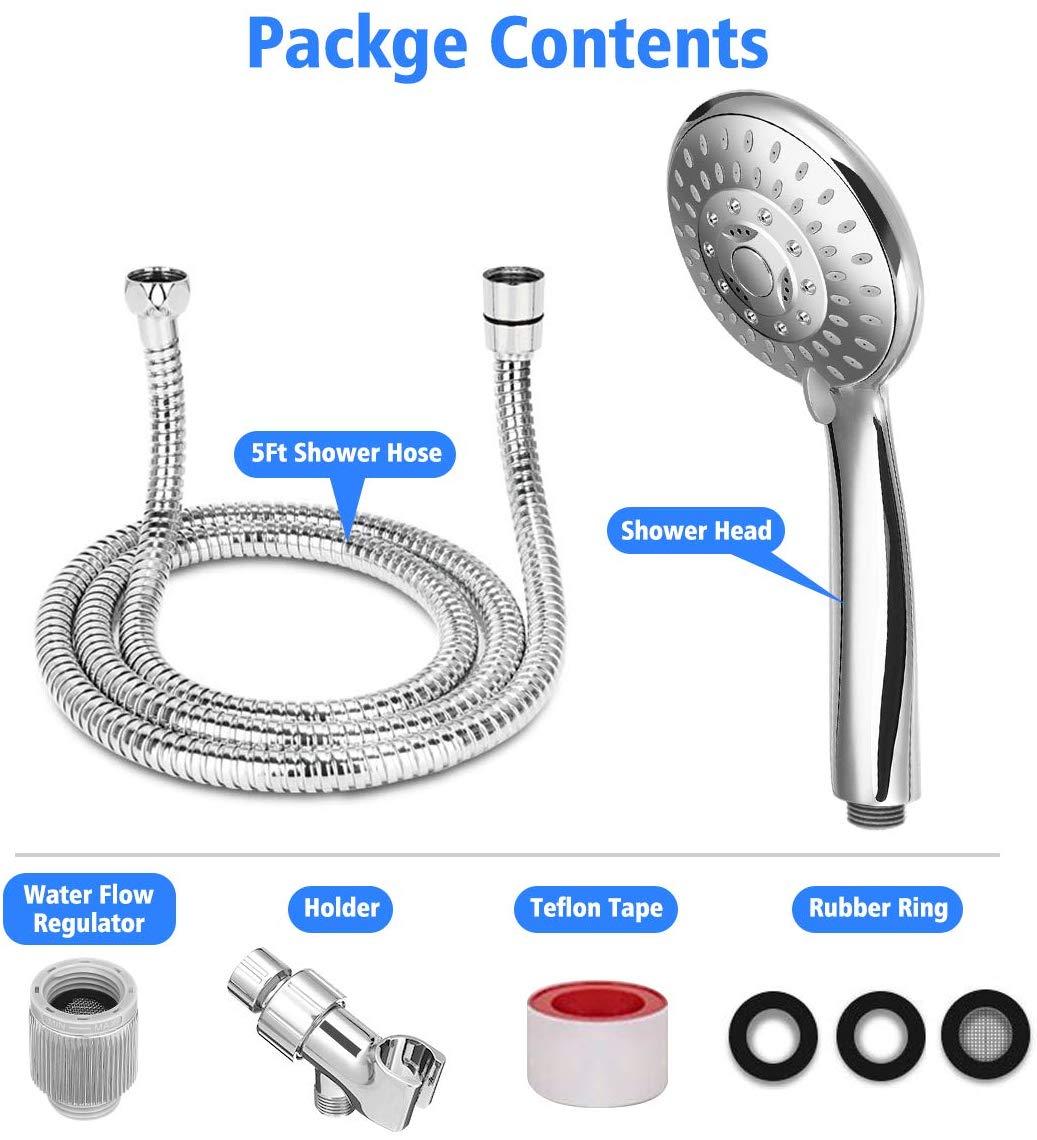 

A handheld shower head, shower device, and bathroom shower kit featuring a 4-inch nozzle with a