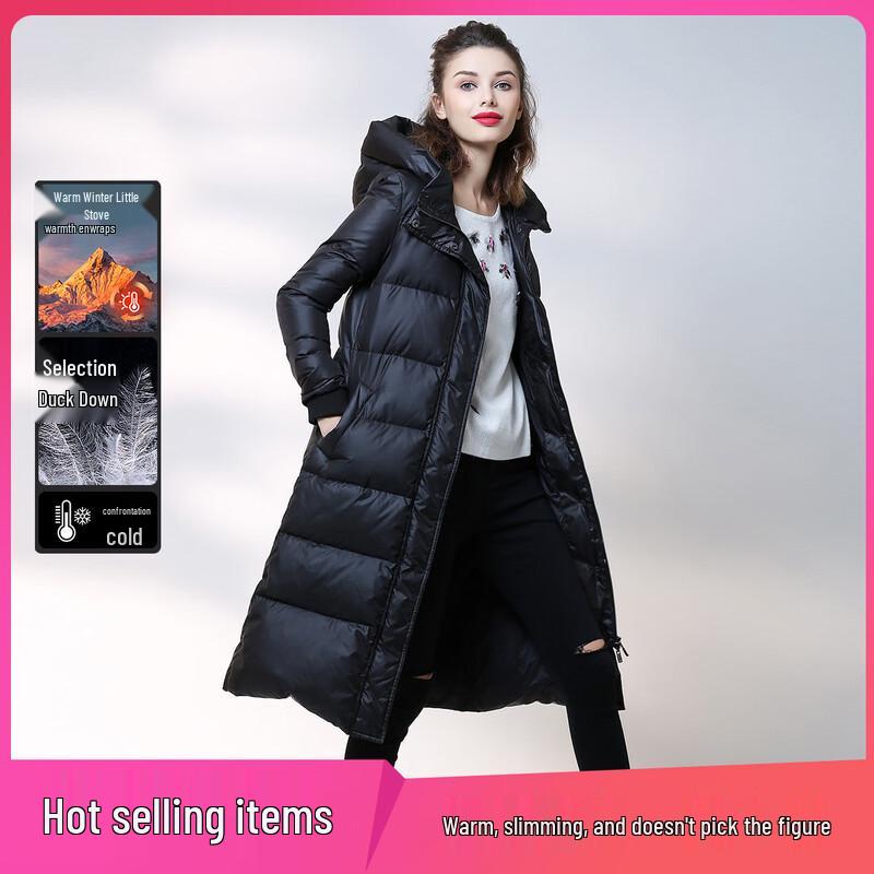 

Женский пуховик средней длины с капюшоном Bailuyu 2XL