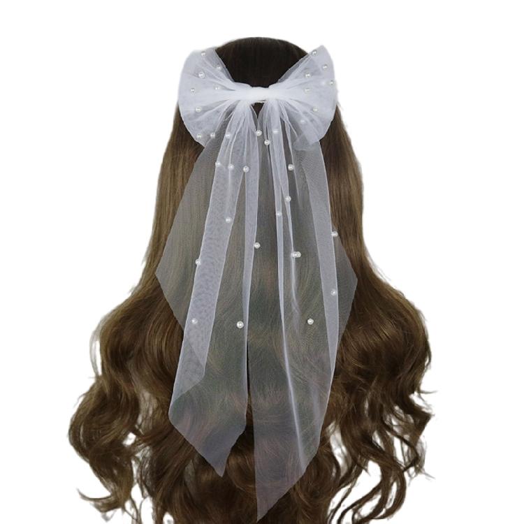 Wedding Veil Hair Clip Bride Veil DoubleLayer Bowknot Veil Bridal Headpieces