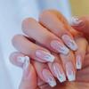 24pcs Fashion Glossy Full Cover Coffin Pattern Acrylic Fake Nails Tips