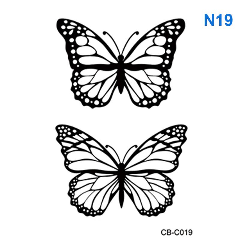 

1 шт. черно-белые наклейки-татуировки в виде бабочек, украшения для тела, временные наклейки-татуировки для макияжа as the picture