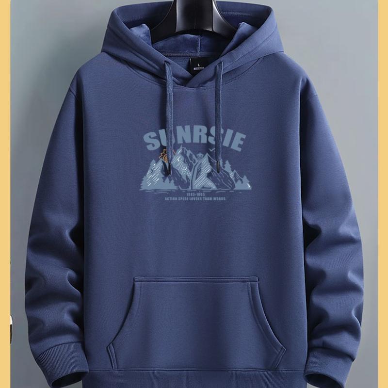 Men's Hooded Sweatshirt for Autumn and Winter, Loose Fit, Versatile, Fleece-lined and Thickened, Couple Style, Outdoor Casual Sportswear.