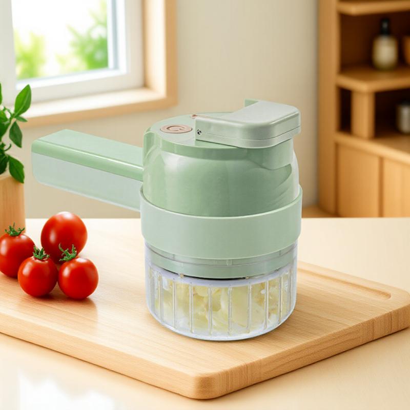 

Беспроводной электрический измельчитель 4 в 1, перезаряжаемый кухонный комбайн для мяса, чеснока, лука, перца зелёный