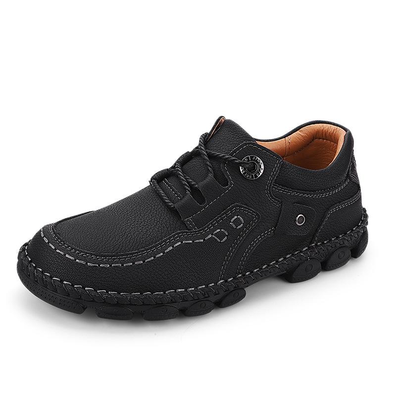 

Large size men s leather casual leather shoes retro trend low-top lace-up platform shoes outdoor solid color business shoes 38