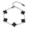 13mm Four Leaf Clover Bracelet Non Fading Double Sided Lucky Fritillaria Fashion Premium Silver