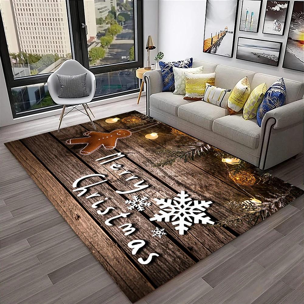 Alfombra con diseño de Papá Noel y árbol de Navidad para niños, regalo para el hogar, sala de estar, dormitorio, sofá, decoración, alfombrilla antideslizante