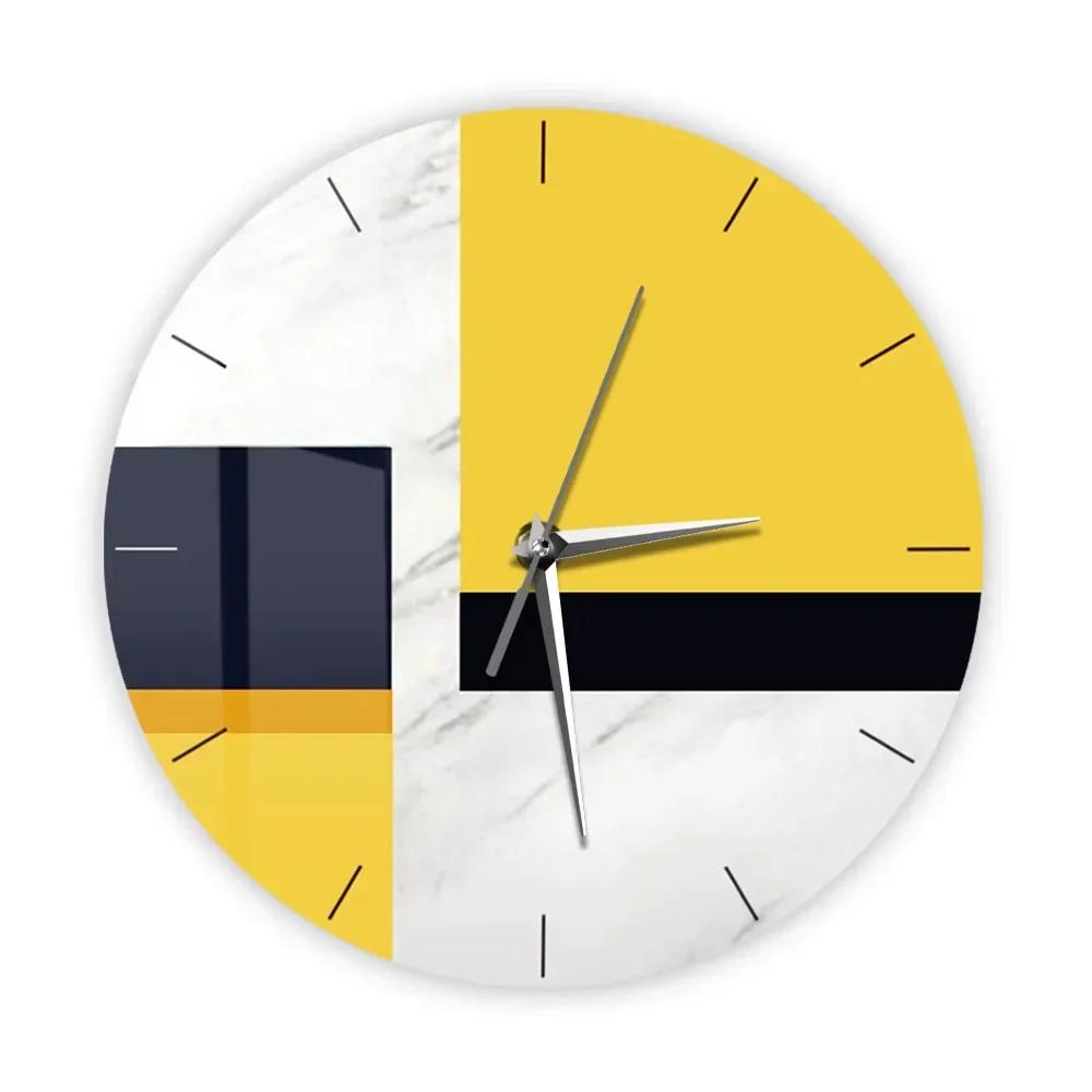 

Yellow Grey Marble Printed Wall Clock For Bedroom Scandinavian Home Decor Minimalist Art Modern Design Silent Quartz Wall T7F4F8