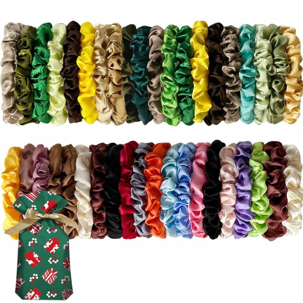 40ks Imitace hedvábných sponky do vlasů Hedvábné sponky do vlasů Držáky do culíku Skinny crunchies Příslušenství k péči o vlasy