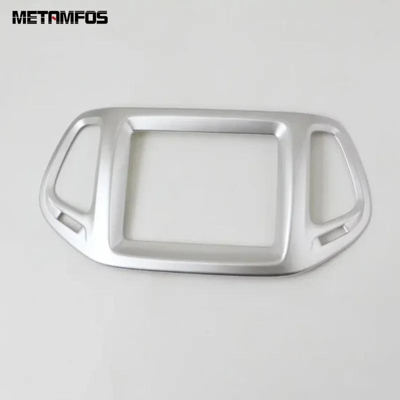 For Jeep Compass 2017 2018   Matte Center Console Air Condition AC Vent Outlet Cover Trim Navigation Frame Accessories
