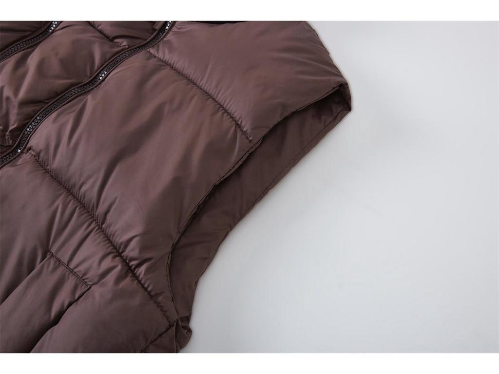 2025 Korean Unisex Casual Warm Stand Collar Short Loose Vest Jacket for Autumn/Winter