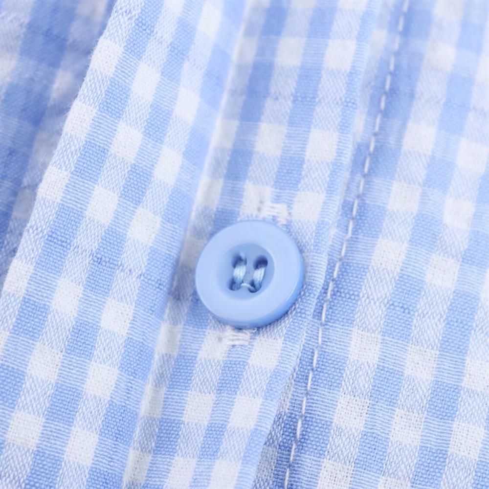 Spring 2025 Women's Sweet Plaid Tie-Collared Short Shirt